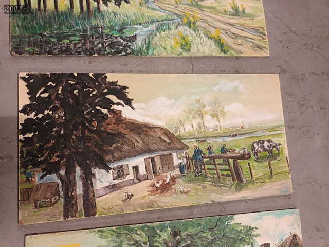 Lot 93 - schilderij op plank. 4 stuks - afbeelding 3 van  5