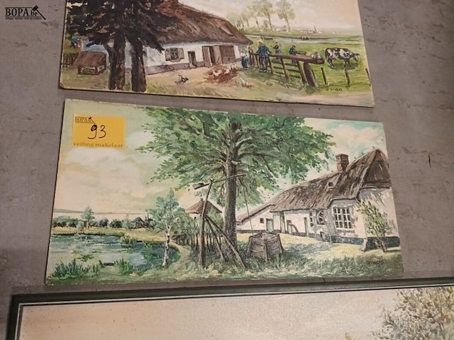 Lot 93 - schilderij op plank. 4 stuks - afbeelding 4 van  5