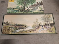 Lot 93 - schilderij op plank. 4 stuks - afbeelding 5 van  5