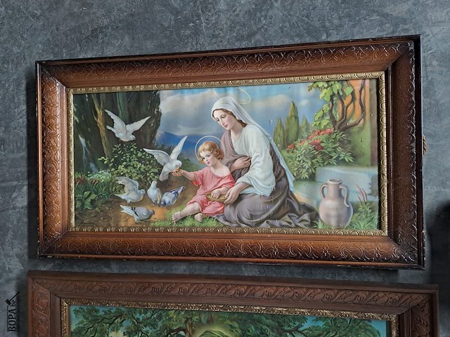 Lot 93 - trio religieuze kaders - afbeelding 3 van  4