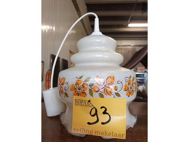 Lot 93 - vintage hanglamp ecru - afbeelding 1 van  2