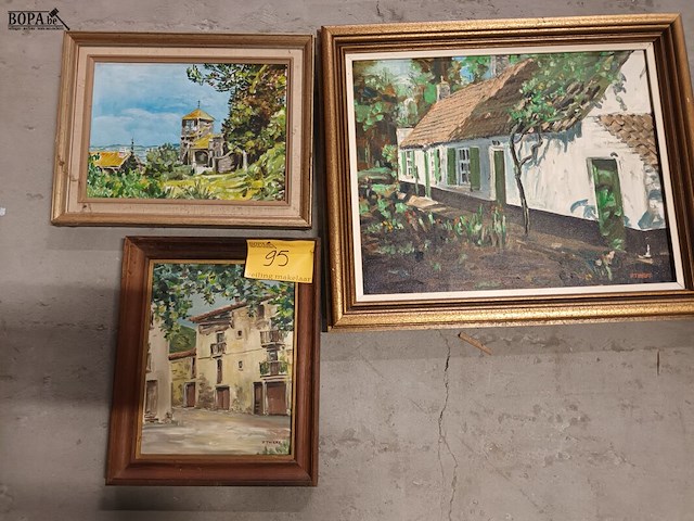 Lot 95 - schilderij. 3 stuks - afbeelding 1 van  4