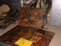 Lot 96 - schilderij op plank. 4 stuks