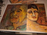 Lot 96 - schilderij op plank. 4 stuks - afbeelding 3 van  5