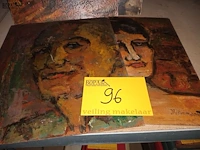 Lot 96 - schilderij op plank. 4 stuks - afbeelding 5 van  5