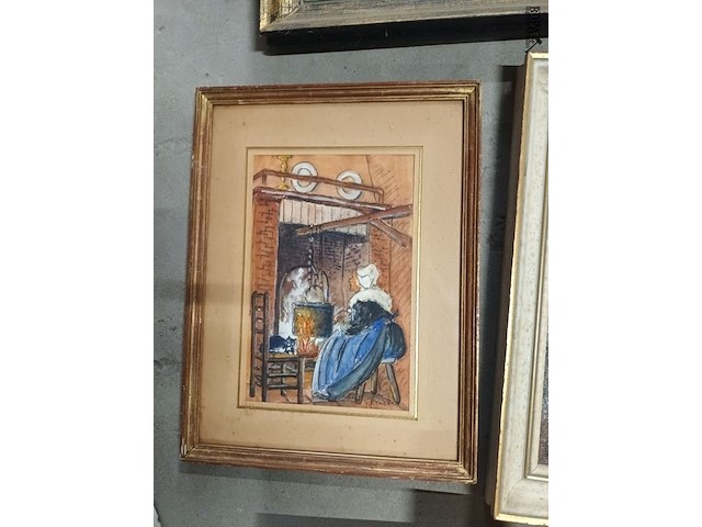 Lot 97 - schilderijen. 4 stuks - afbeelding 4 van  5