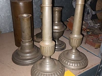Lot 98 - tinnen kandelaars. 6 stuks
