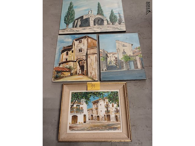 Lot 99 - schilderij. 4 stuks - afbeelding 1 van  5