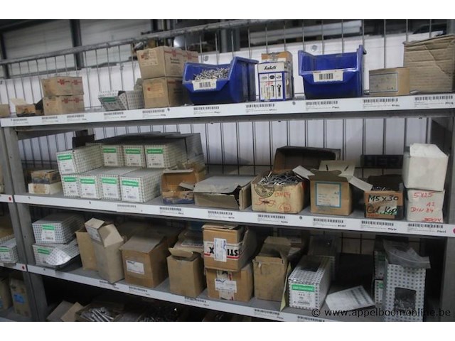 Lot bevestigingsmaterialen pgb-fasteners, diverse schroeven, bouten, moeren en pluggen, diverse maten, in dozen en bakken - afbeelding 4 van  6