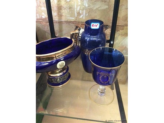 Lot blauw glas - afbeelding 1 van  3