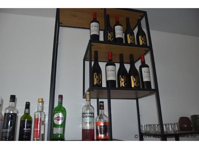 Lot diverse aangebroken flessen sterke drank (o.a. eristoff, martini, campari), rode wijn (caitel), siropen (o.a. monin) - afbeelding 2 van  3