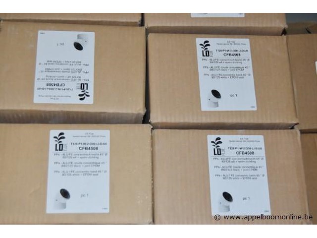 Lot diverse wo. concentrische bochten, ld flue, cfb4508, 45°, 80/125, wit, met epdm dichting - afbeelding 3 van  3