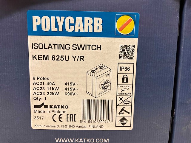 Lot lastschakelaar 3x25a ip66 6p (10x) - afbeelding 3 van  3