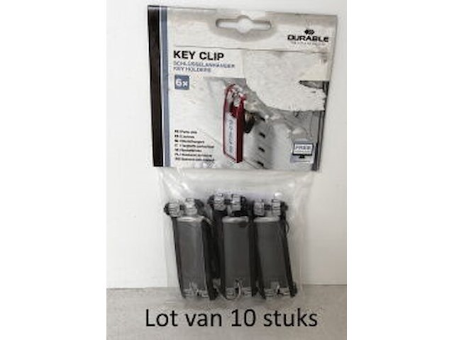 Lot van 10 x 6 duurzame sleutelring met sleutelclip, zwart - afbeelding 1 van  2