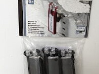 Lot van 10 x 6 duurzame sleutelring met sleutelclip, zwart