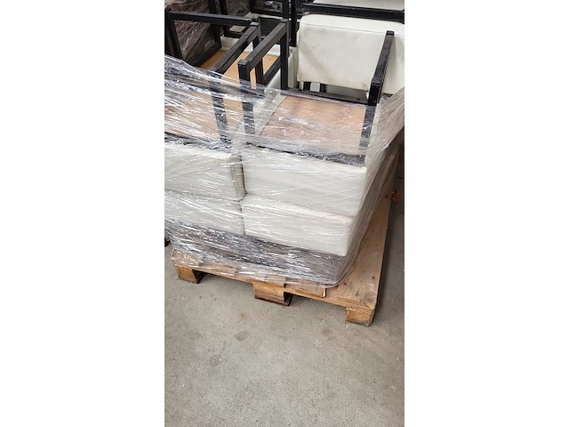 Lot van 12x poef leder wit - afbeelding 2 van  2