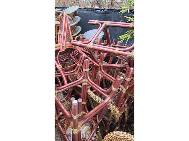 Lot van 17 stevige rieten barkrukken - afbeelding 2 van  3