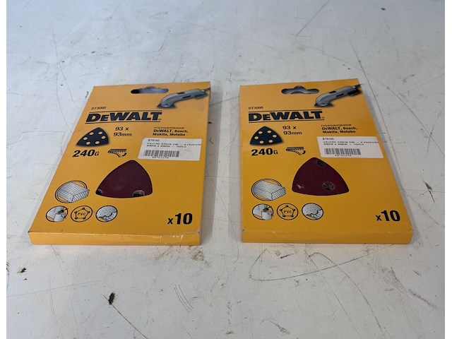 Lot van 2 x dewalt dt3095 schuurpapier 93x93mm - 6 gaten (10 stuks) - afbeelding 1 van  2