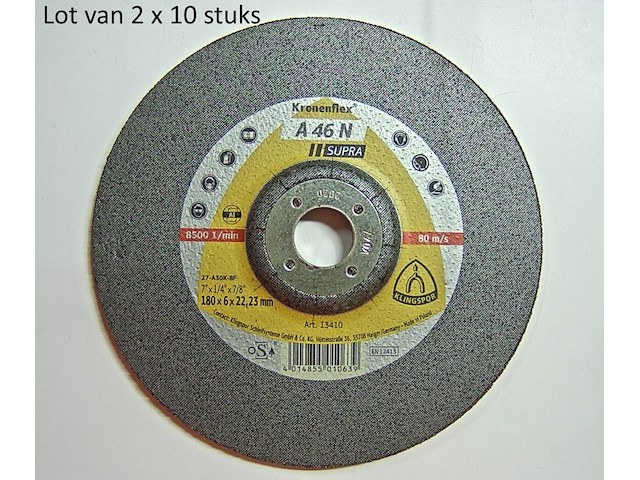 Lot van 2x 10 afbraamschijven klingspor 13410 a46n 180x6x22,23mm - afbeelding 1 van  1