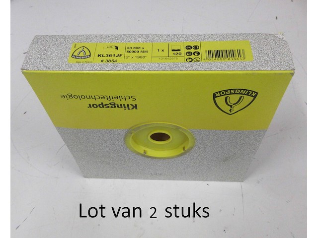 Lot van 2x 50m schuurpapierrollen klingspor 3854 kl361 jf 50x50000 korrel 120 - afbeelding 2 van  2