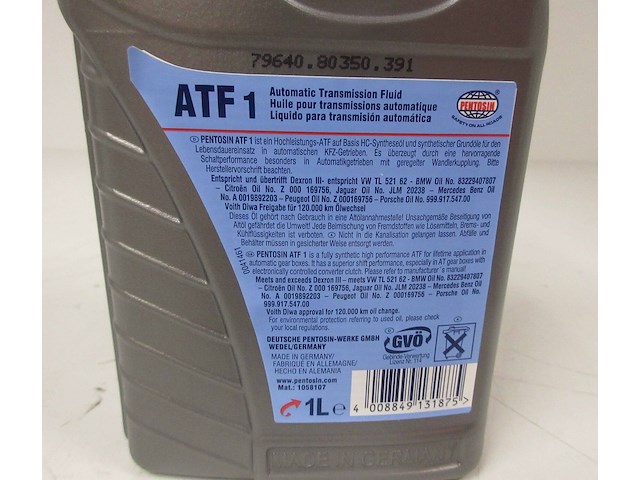 Lot van 3 x pentosin atf1 volledig synthetische automatische transmissievloeistof - afbeelding 2 van  2