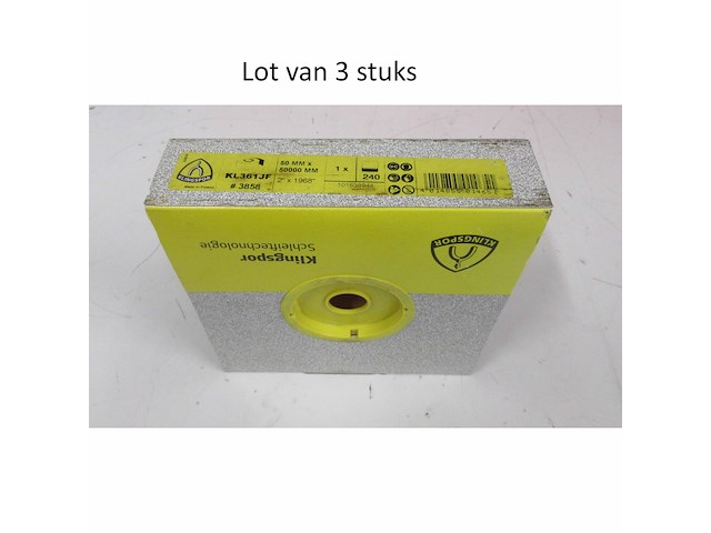 Lot van 3x 50m schuurpapierrollen klingspor 3856 kl361 jf 50x50000 korrel 180 - afbeelding 2 van  2