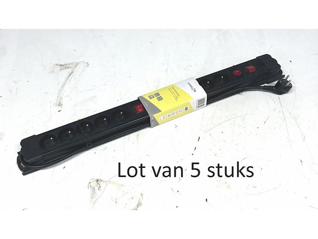 Lot van 5 x multi stekkerdoos chacon 48652 met 2 schakelaars - afbeelding 1 van  3