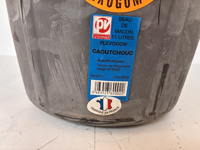 Lot van 6 x vinmer bouwemmer flexogom – rubber zwart 11 l vm 360002 - afbeelding 2 van  3