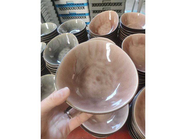 Lot van 78 groen ovalen en 143 zalmroze kommetjes (221x) - afbeelding 3 van  6