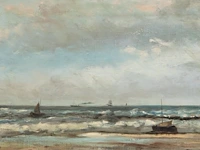 Louis artan (1837-1890), marine, oil on canvas 40 x 60 cm. (15 3/4 x 23.62 in.), frame: 71 x 91 cm. (27.94 x 35.82 in.)