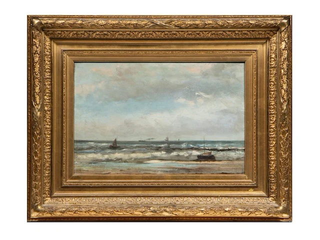 Louis artan (1837-1890), marine, oil on canvas 40 x 60 cm. (15 3/4 x 23.62 in.), frame: 71 x 91 cm. (27.94 x 35.82 in.) - afbeelding 2 van  6