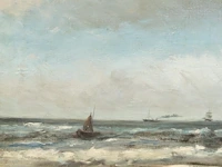 Louis artan (1837-1890), marine, oil on canvas 40 x 60 cm. (15 3/4 x 23.62 in.), frame: 71 x 91 cm. (27.94 x 35.82 in.) - afbeelding 5 van  6