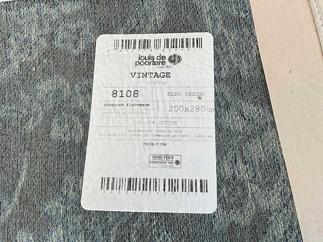 Louis de poortere vintage blue denim tapijt - afbeelding 2 van  8