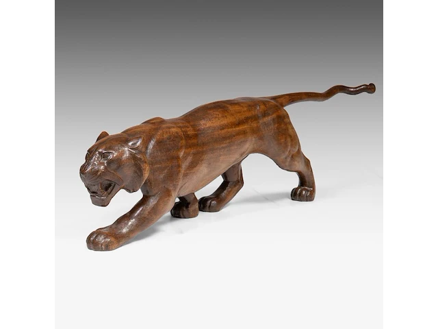 Louis emile morlet (xx), a wooden art deco sculpture of a prowling lioness 29 x 112 cm. (11.41 x 44.09 in.) - afbeelding 5 van  8