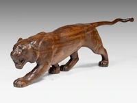 Louis emile morlet (xx), a wooden art deco sculpture of a prowling lioness 29 x 112 cm. (11.41 x 44.09 in.) - afbeelding 5 van  8