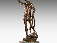 Louis gossin (1846-1928), david vainqueur de goliath, patinated bronze on a marble column the bronze: 60 cm. (23.62 in.), with marble column: 176 cm. (69.29 in.) - afbeelding 5 van  12