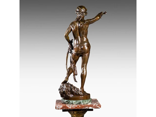 Louis gossin (1846-1928), david vainqueur de goliath, patinated bronze on a marble column the bronze: 60 cm. (23.62 in.), with marble column: 176 cm. (69.29 in.) - afbeelding 8 van  12
