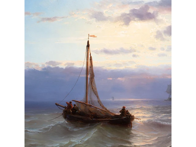 Louis johan hendrik meijer (1809-1866), colourful sunset along a coast, oil on mahogany 34 x 49.5 cm. (13.39 x 19.48 in.), frame: 65 x 78 cm. (25.58 x 30.71 in.) - afbeelding 3 van  5