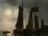 Louis johan hendrik meijier (1809-1866), harbour view under moonlight, oil on mahogany 32.5 x 46.5 cm. (12.80 x 18.30 in.), frame: 56 x 65 cm. (22.05 x 25.58 in.) - afbeelding 5 van  6