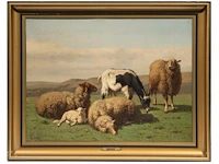 Louis robbe (1806-1887), flock of sheep and a goat in a landscape, oil on canvas 55 x 75 cm. (21.64 x 29.53 in.), frame: 69 x 88 cm. (27.17 x 34.64 in.) - afbeelding 2 van  6