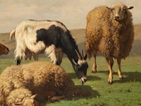 Louis robbe (1806-1887), flock of sheep and a goat in a landscape, oil on canvas 55 x 75 cm. (21.64 x 29.53 in.), frame: 69 x 88 cm. (27.17 x 34.64 in.) - afbeelding 4 van  6