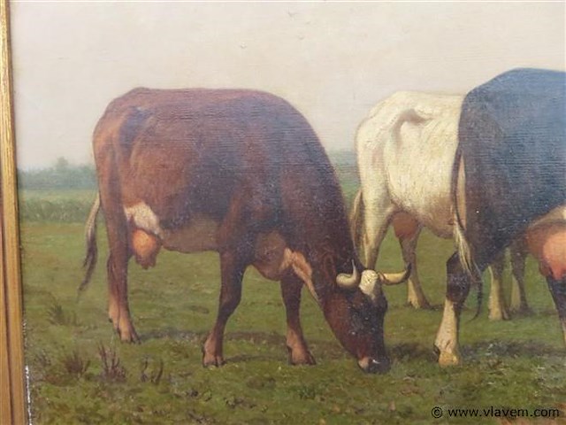 Louis robbe (1806-1887) jonge boerin met koeien - afbeelding 5 van  9