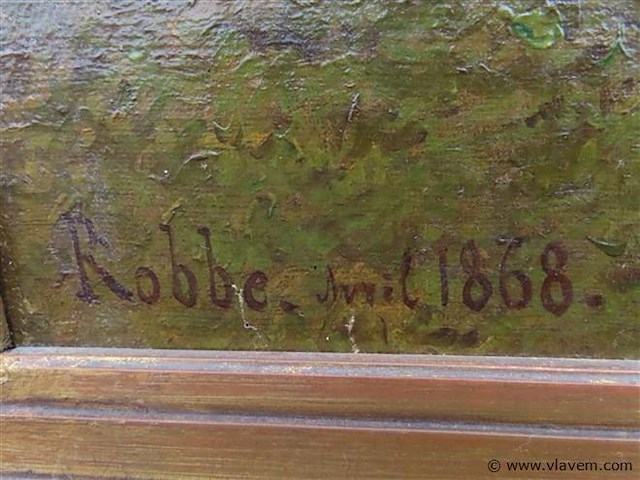Louis robbe (1806-1887) jonge boerin met koeien - afbeelding 6 van  9