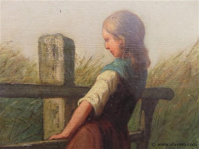 Louis robbe (1806-1887) jonge boerin met koeien - afbeelding 7 van  9