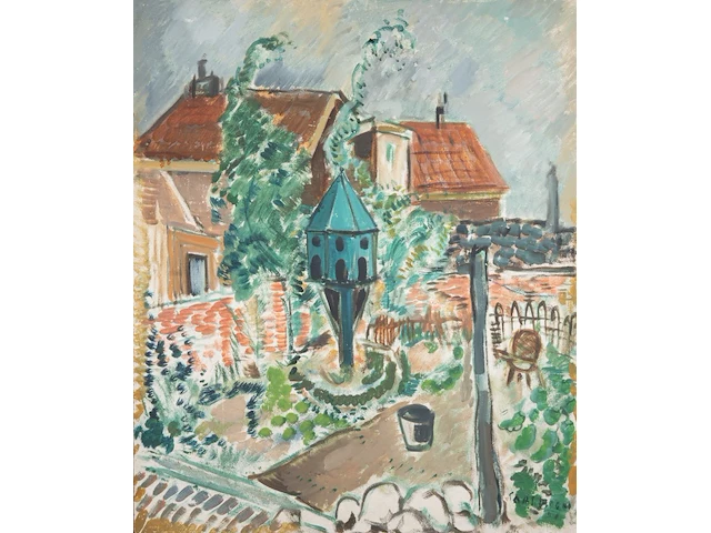 Louis saalborn (1891-1957), view of a garden, oil on panel 60 x 50 cm. (23.62 x 19.67 in.), frame: 80 x 70 cm. (31 1/2 x 27.55 in.) - afbeelding 1 van  5
