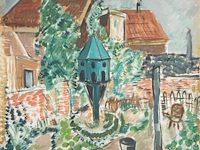 Louis saalborn (1891-1957), view of a garden, oil on panel 60 x 50 cm. (23.62 x 19.67 in.), frame: 80 x 70 cm. (31 1/2 x 27.55 in.)