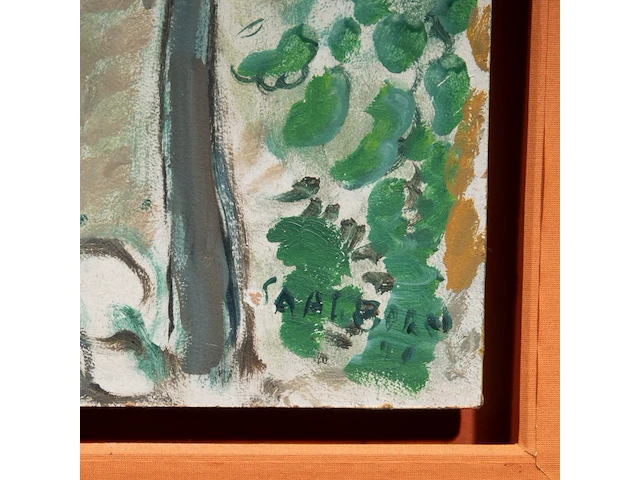 Louis saalborn (1891-1957), view of a garden, oil on panel 60 x 50 cm. (23.62 x 19.67 in.), frame: 80 x 70 cm. (31 1/2 x 27.55 in.) - afbeelding 4 van  5