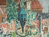 Louis saalborn (1891-1957), view of a garden, oil on panel 60 x 50 cm. (23.62 x 19.67 in.), frame: 80 x 70 cm. (31 1/2 x 27.55 in.) - afbeelding 5 van  5