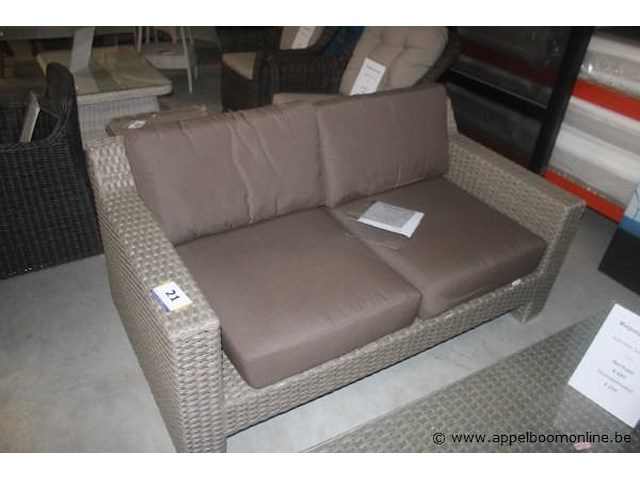 Lounge - 4x kussenset voor fauteuil azur uitvoering sunbrella (sbr)- 3127-3127 uni mink brown | 2x lc adelaide hr5mm antique grey | tweezit adelaide hr5mm antique grey | salontafel incl.glas 160x70cm adelaide hr5mm antique grey - afbeelding 2 van  5