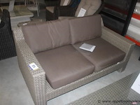 Lounge - 4x kussenset voor fauteuil azur uitvoering sunbrella (sbr)- 3127-3127 uni mink brown | 2x lc adelaide hr5mm antique grey | tweezit adelaide hr5mm antique grey | salontafel incl.glas 160x70cm adelaide hr5mm antique grey - afbeelding 2 van  5